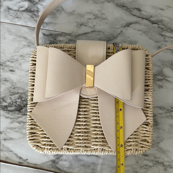 Like Dreams Poppy vegan Bow Tie Straw woven basket purse Crossbody bag coquette - Picture 12 of 13
